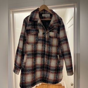 Women's Plaid Checkered Shacket - Red, Blue, Cream